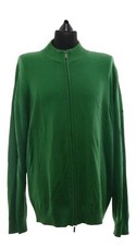 Brax Men's Sweater XL Green Solid Stand-Up Collar Fine Knit