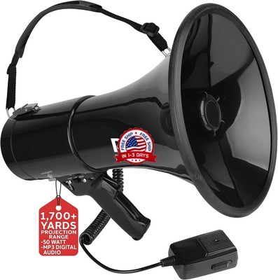 50 Watt Professional Bluetooth Megaphone Bullhorn Speaker with Rechargeable NEW