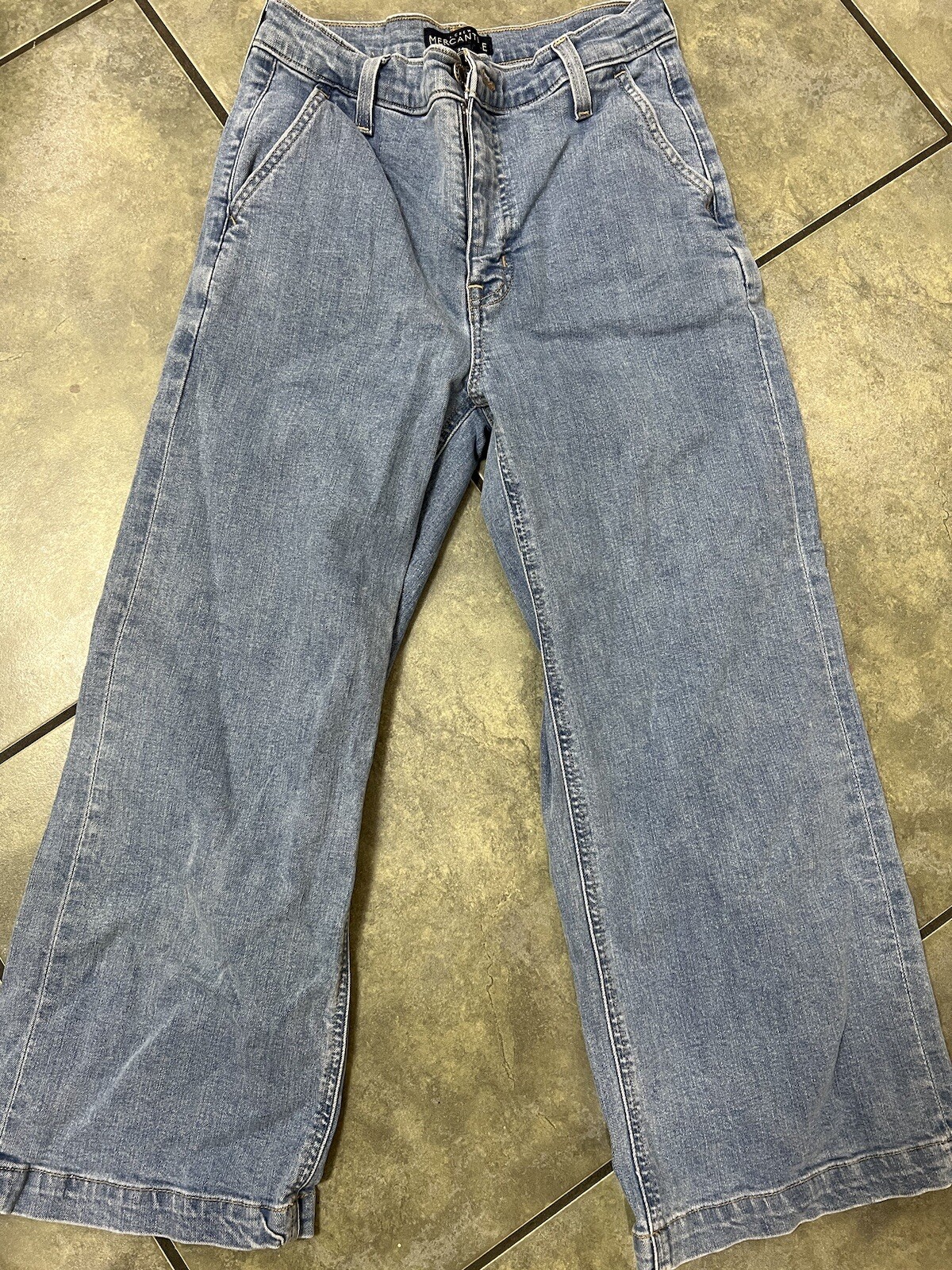 Crew Mercantile Womens Jeans 26 Blue Wide Leg High Rise