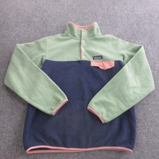 Patagonia Synchilla Snap-T Pullover Womens Small Green Fleece Colorblock Top