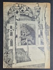 Old Pencil Drawing Antique Artwork - Unsigned Artist 