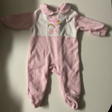 Care Bears Vintage 80s Pink/White Collared Footie Size Small Made in USA
