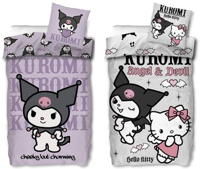Kuromi & Hello Kitty 2 x Bettwäsche-Set Kinder-Bettzeug 135x200 80x80 Baumwolle 