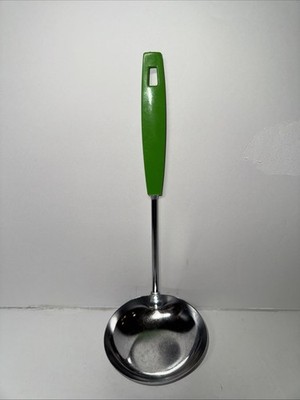 Vtg Ekco Chromium Plated Ladle Avocado Green Handle Kitchen