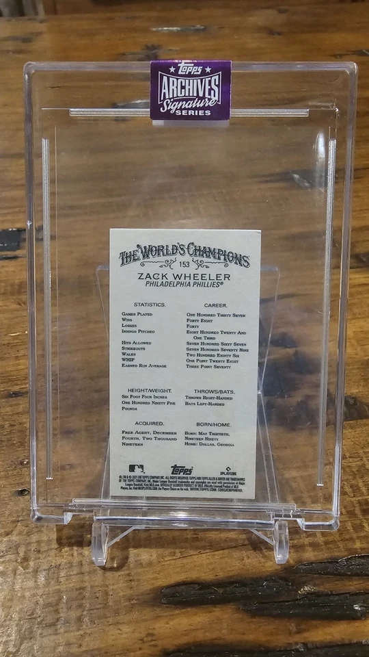 Serie Signature Topps Archives 2025 Zach Wheeler automático 1/1 Foto 2 de 2