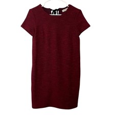LOFT red dress short sleeves modest style holiday christmas knit warm pockets