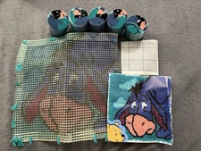 Vintage Disney Eeyore Hook And Latch Rug, Mini Wall Art, retro Eeyore