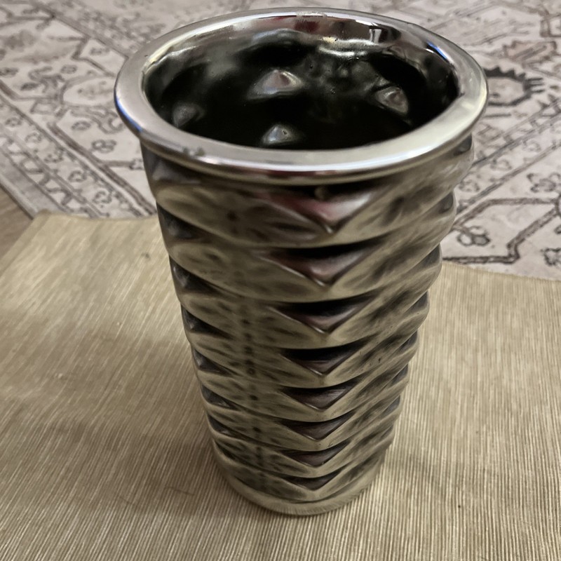 Vintage Silver McCoy Floraline Atomic Starburst Vase USA  MCM