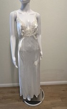 Victoria's Secret Bridal Satin Sequin Pearl Maxi Gown M Slip Dress Vintage 1990s