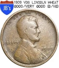 1909 (P) VDB Lincoln Wheat Cent Penny 1c - Good/Very Good (G/VG)