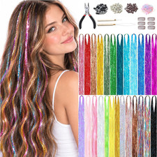 Hair Tinsel Kit, 20 Colors Fairy Hair Tinsel 48 Inch 8000 Strands Heat Resistant