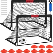 Kids Soccer Goals for Backyard Set - 2 of 4' x 3' Portable Soccer Goal Training