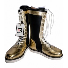 Pro Handmade Leather Wrestling Long Boots Bla...