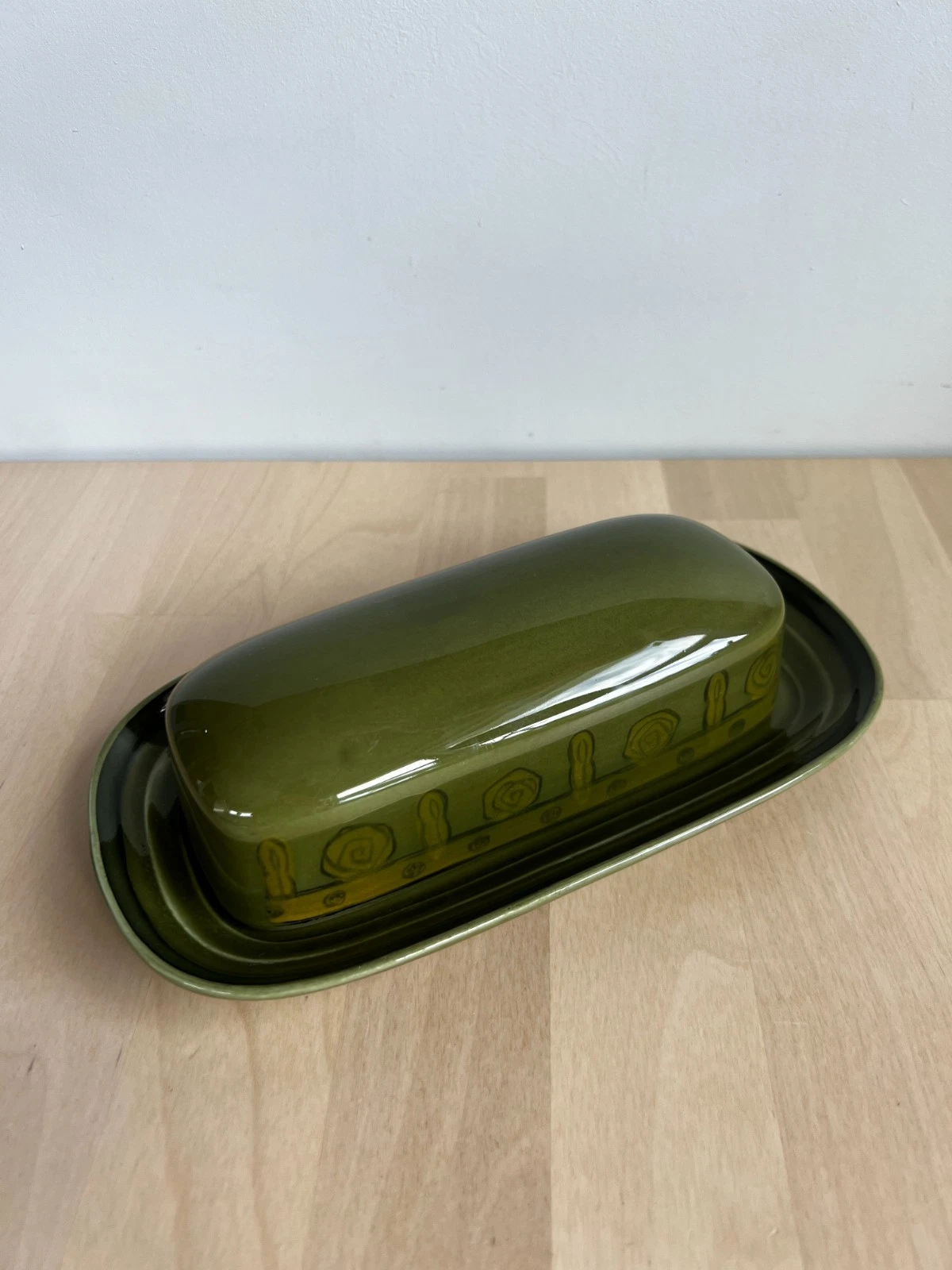 Vintage Harmony House Japan Kashmir Butter Dish Iron Stone 4290 Hand Painted