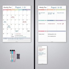 ALEZEL Magnetic Fridge Calendar Whiteboard, Dry Erase Refrigerator Calendar Set