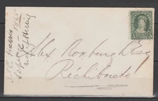 New Brunswick (Canada) 1860 SG14  5c Green on Cover with certificate