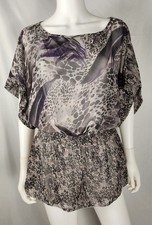 Miley Cyrus MAX AZRIA Women's Purple Sheer Top Size L Y2K/2000s/Whimsy