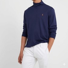 Polo Ralph Lauren Men's Long Sleeve Turtle Neck Jumper Lightweight Navy Size M