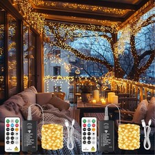 Rechargeable Fairy Lights with Remote, 2 Pack 33ft 100LED Twinkle Lights with...