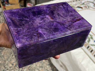 6 Zoll x 4 Zoll x 3 Zoll Amethyst Stein Schmuck Aufbewahrungsbox Natürliche...