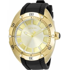 Invicta Venom 33650 Men's Round Analog Gold Tone Black Silicone Watch