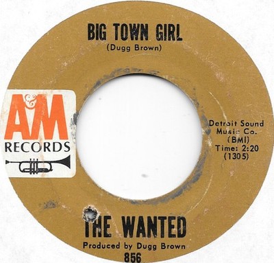THE WANTED Big Town Girl on A&M garage 45 HEAR