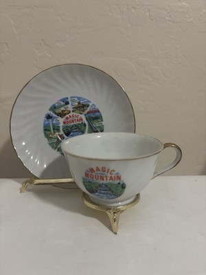 Vtg Magic Mountain Amusement Park California Porcelain Tea Cup & Saucer 70's
