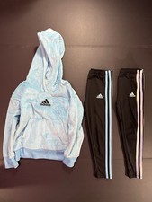 Adidas Fur Fleece Pullover Hoodie  Leggins Set Of 2 Kids Size 5 Blue