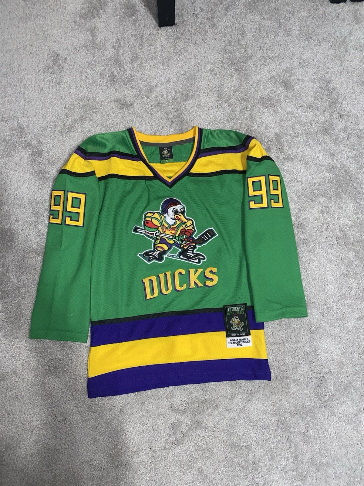 Mighty Ducks Movie Adam Banks #99 Green Hockey Jersey
