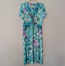 Soft Surroundings Floral Midi Dress MED PET Coastal Beachy Tropical Stretchy