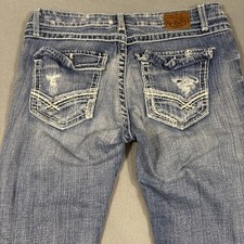 Buckle BKE Starlite Bootcut Jeans Womens 30/33.5 Stretch DISTRESSED WHISKERING