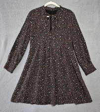 Madewell Women's Stary Night Silk Long Sleeve Tie Neck Dress 10