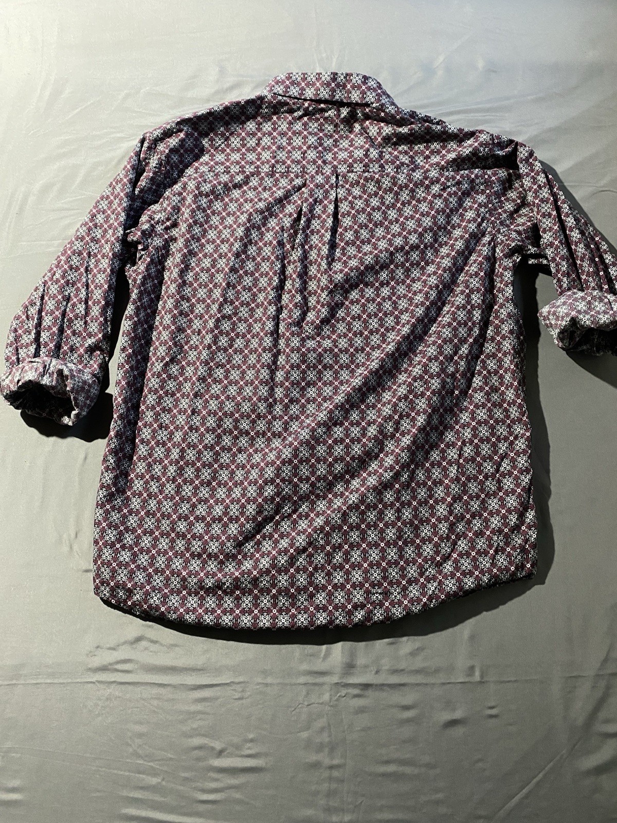 Cinch Burgundy Geometric Pattern Button Up Short … - image 9