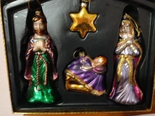 BLOWN GLASS CHRISTMAS NATIVITY OF NATIVITY ORNAMENTS-NIB