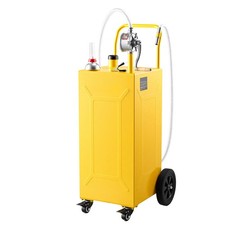 Uimoso 35-Gallon Portable Fuel Storage Tank with Manual Pump and Wheels - Yellow