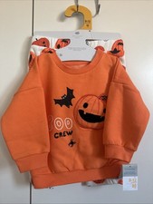Primark Baby Boy Snowsuit 9-12 Months 80cm Halloween Boo Crew Orange Set BNWT
