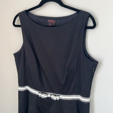 Cynthia Howie Plus Size Little Black Dress Sleeveless Pleated Bow Belt Womens 16