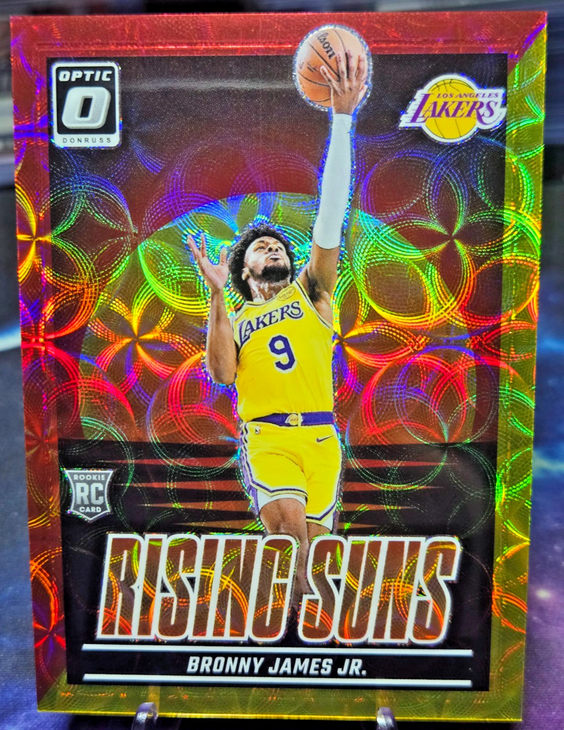 2024-25 Donruss Optic Rising Suns Bronny James Jr RC #5 Red Gold Intl 57/99