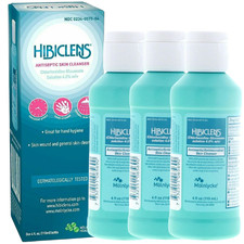 Hibiclens Antiseptic Antimicrobial Skin Cleanser 4oz Bottle 4 CHG - 3 Pack