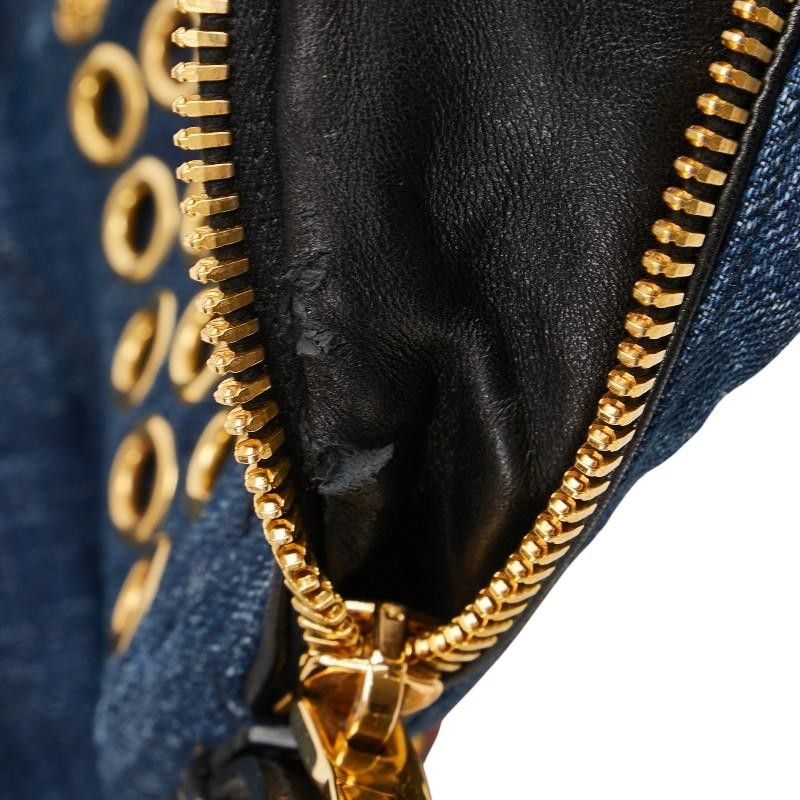 MIUMIU Indigo Blue Bejeweled Denim Shoulder Bag Used image 8