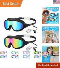 Swim Goggles, Kids Goggles with Earplugs Nose Clip Wide View Anti-Fog/UV Swi...