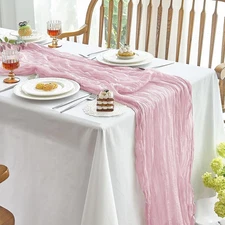 2 Pcs Cheesecloth Table Runner - 10Ft Pink Boho Gauze Cheese Cloth Table Runners