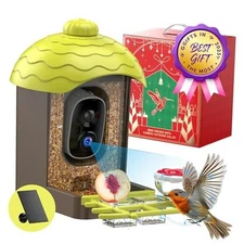 Smart Bird Feeder with Camera Outdoor: 2K Wild Bird Watching Video Cam - 