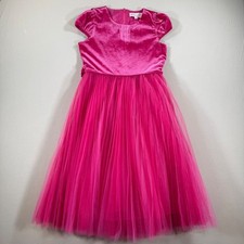 Biscotti Collezioni Girls Hot Pink Velvet Tulle Formal Party Dress Size 10
