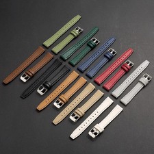 10 12 14 16mm Quick Release Silicone Patch Leather Watch Band Womens Bracelet