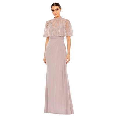 Mac Duggal 20467 Rose Cape Overlay Gown Size 10 $698