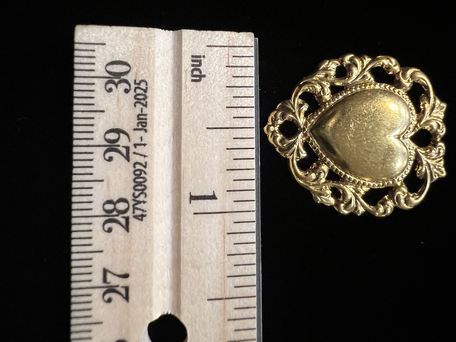 Vintage Heart 22K Plated Brass Stamping for Jewelry design from Famous Maker NOS