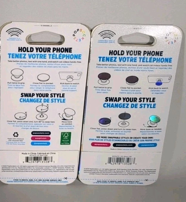PopSockets alças pop para celulares Novo lacrado pacote com 2 soquetes pop pretos popgrip - Imagem 3 de 3