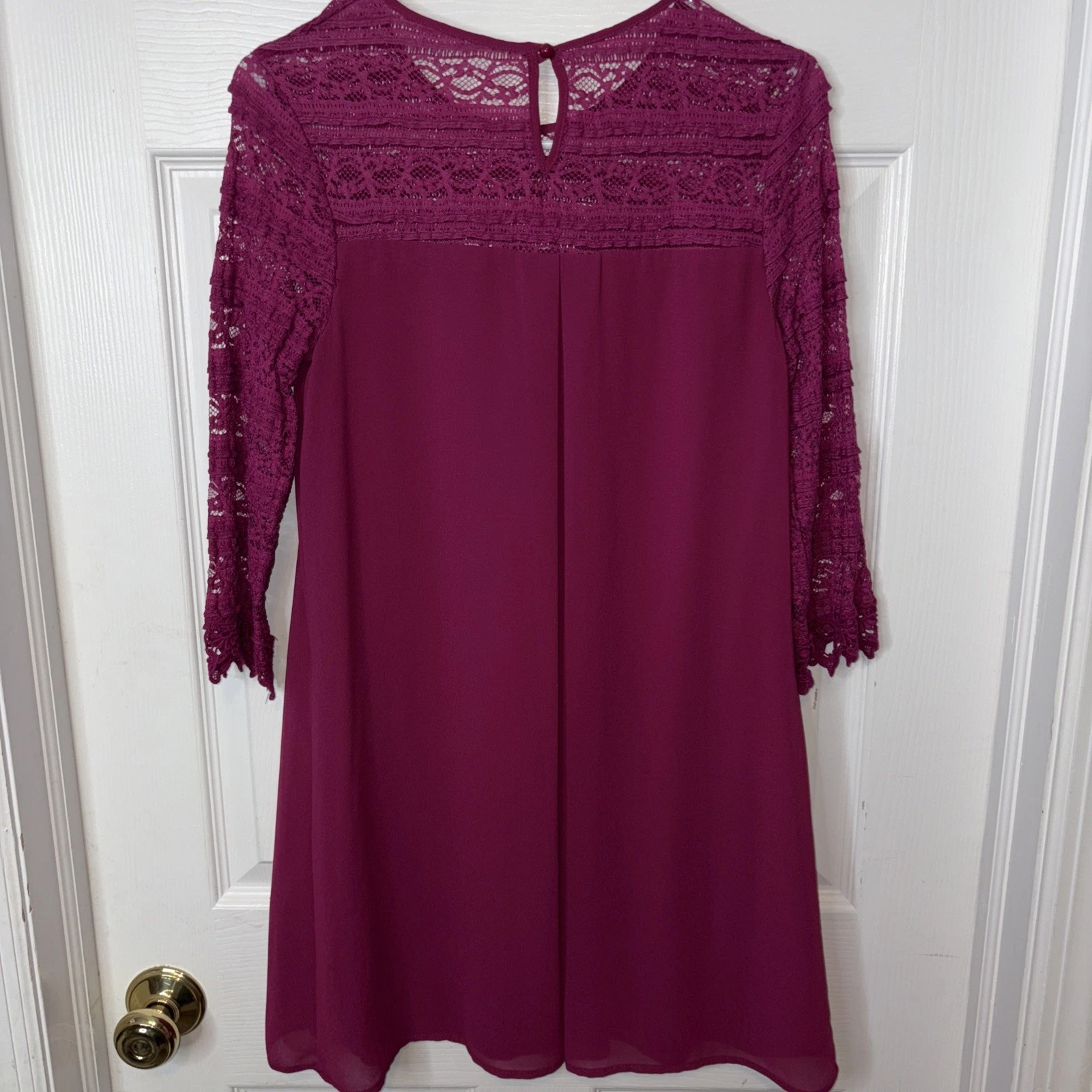 VETEMENTS Abito in pizzo senza parole rosso bordeaux manica 3 4 tubino 1161