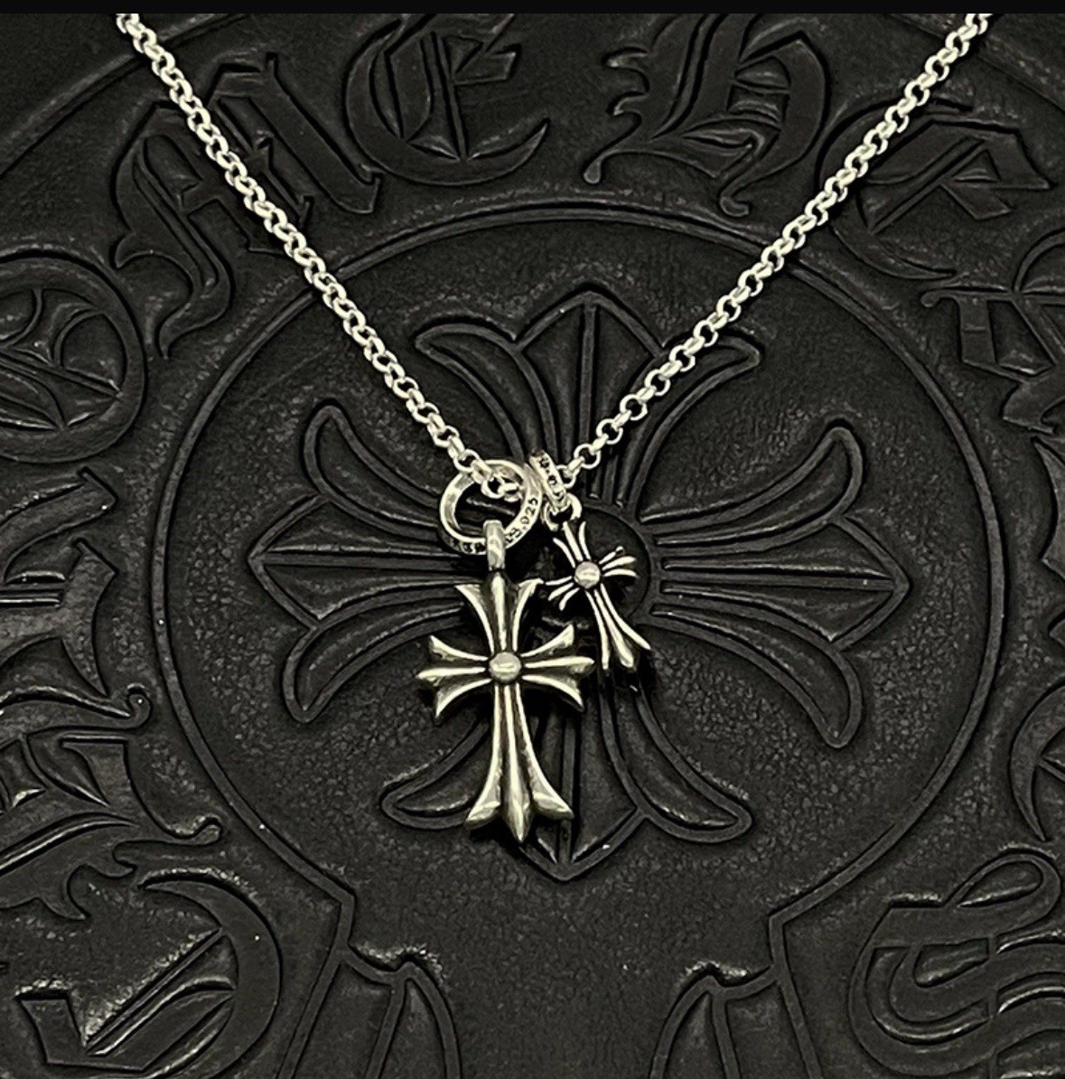 Chrome Hearts 925 Double Cross Necklace Sul Bahia